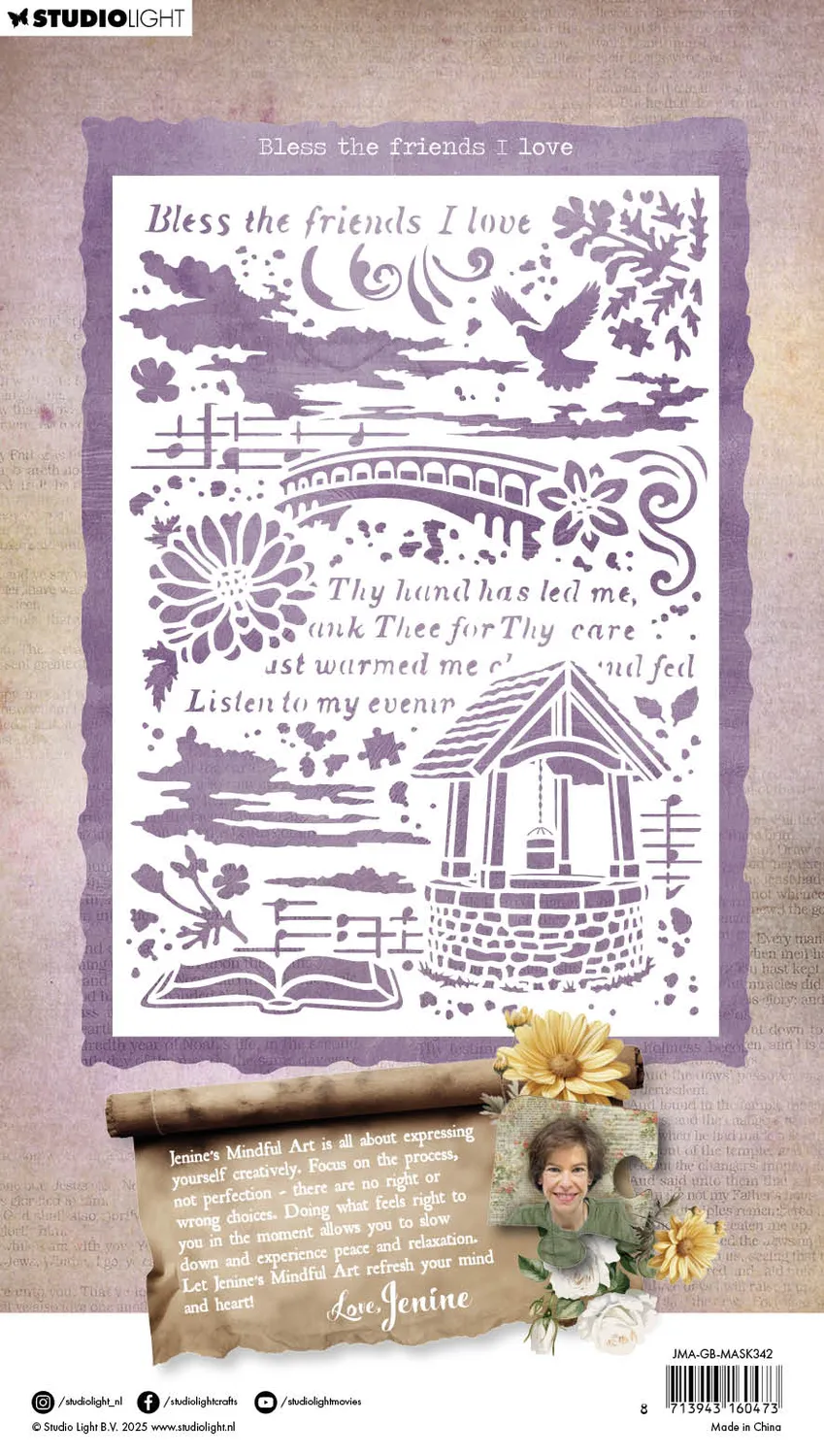 Jenine’s Mindful Art Blooming Mask Bless Friends Schablone
