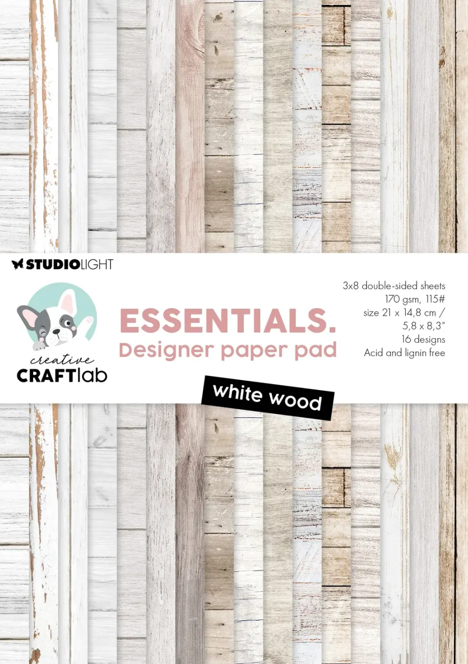 StudioLight Creative Craftlab Designpapier White Wood 24 Blatt