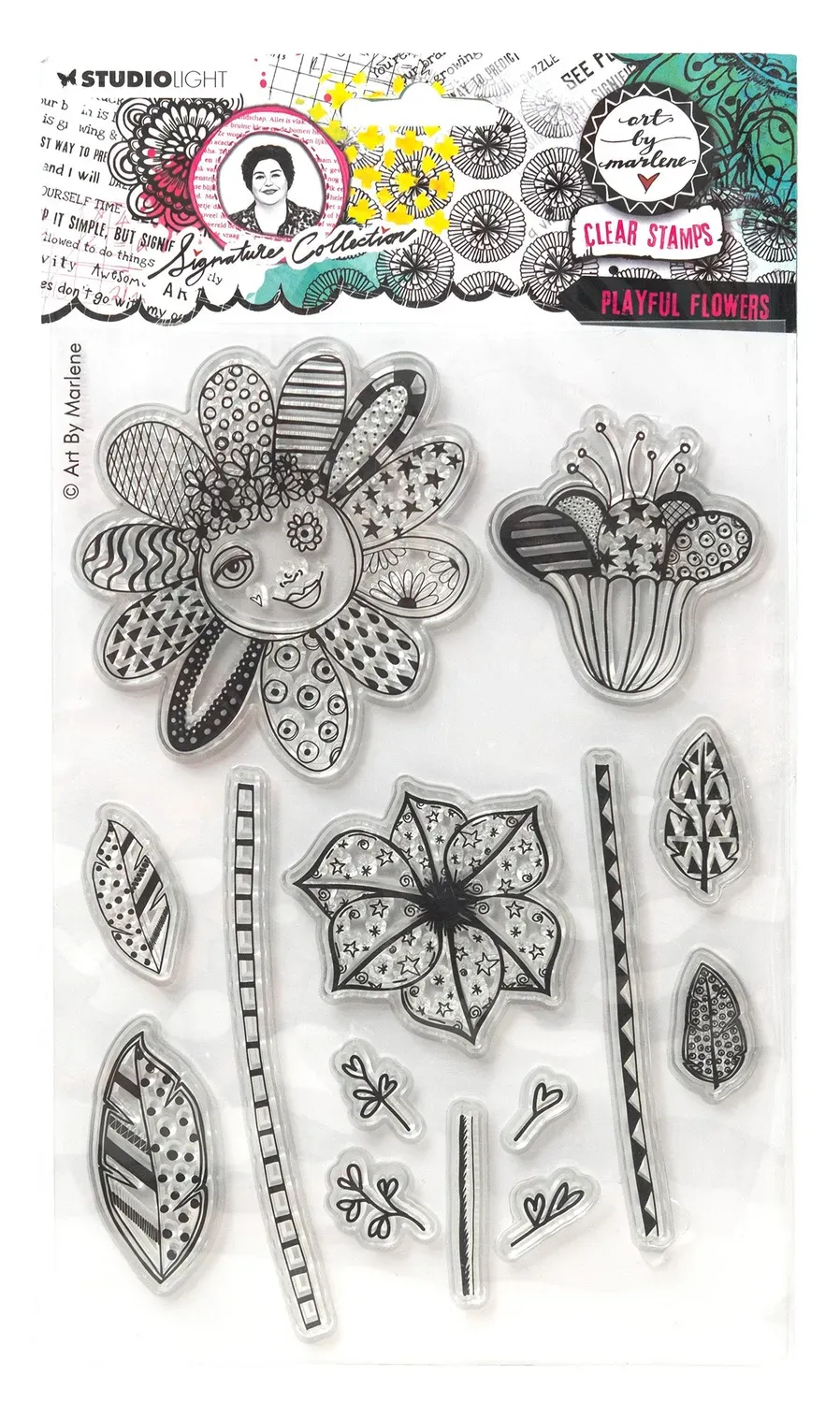 Art by Marlene Signature Playful flowers Clear Stamp 153x265mm