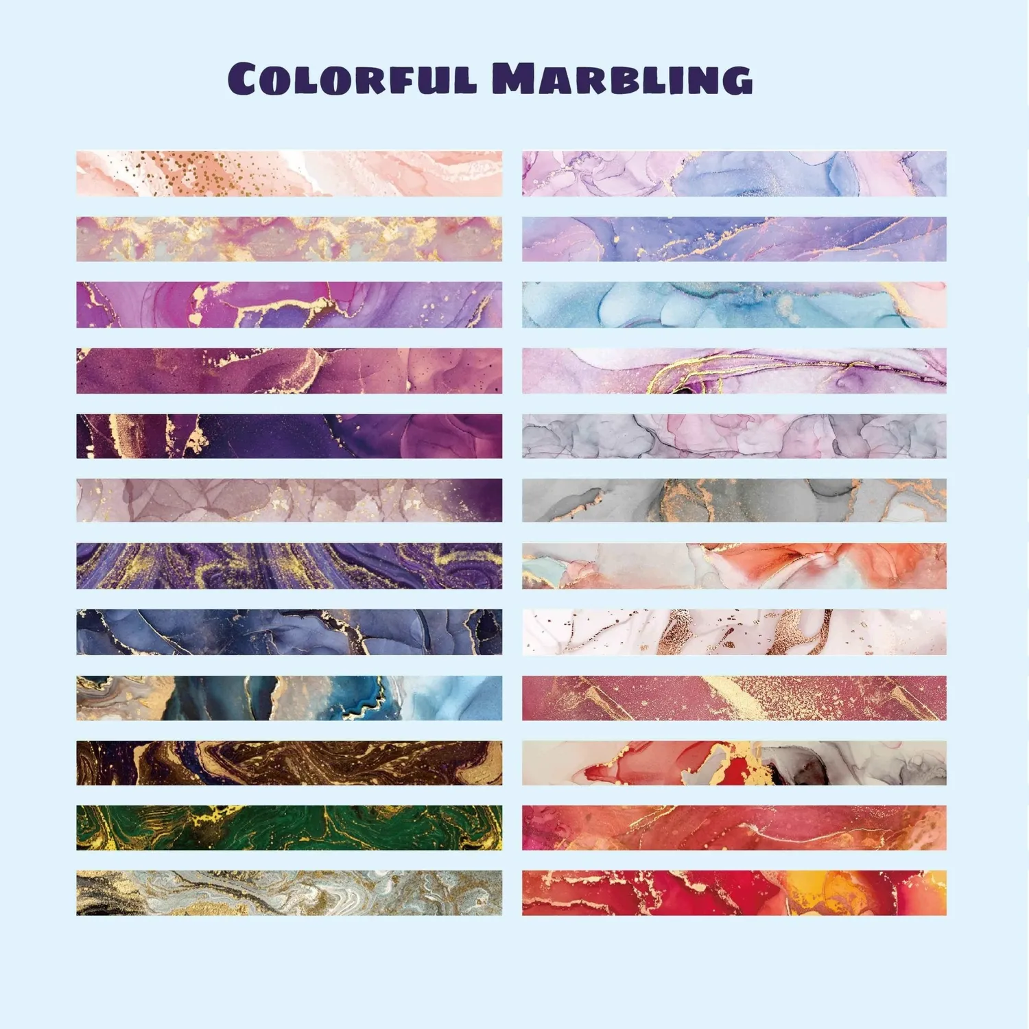 Ieebee Marble Ink Flow Gold Vein Washi-Tape 48 Rollen Marmor