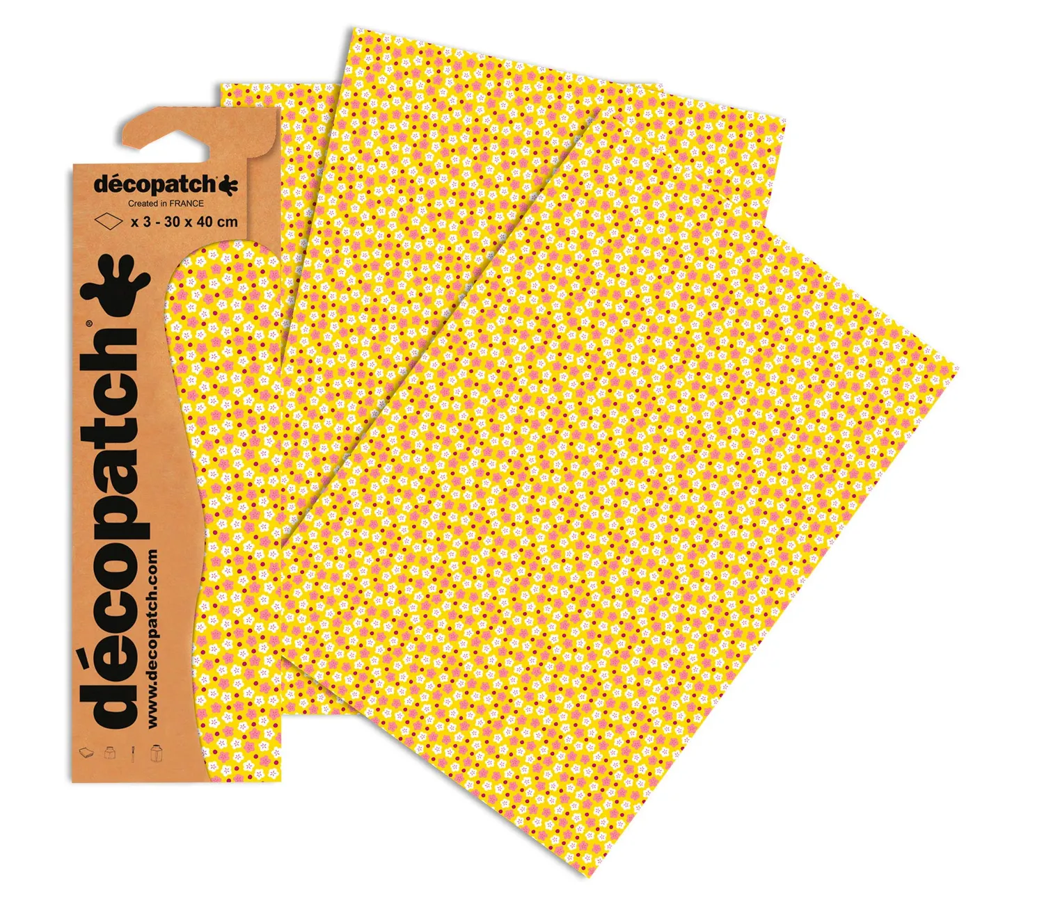 décopatch C594O Blume Orange-Rosa Papier 3er Pack 395mm