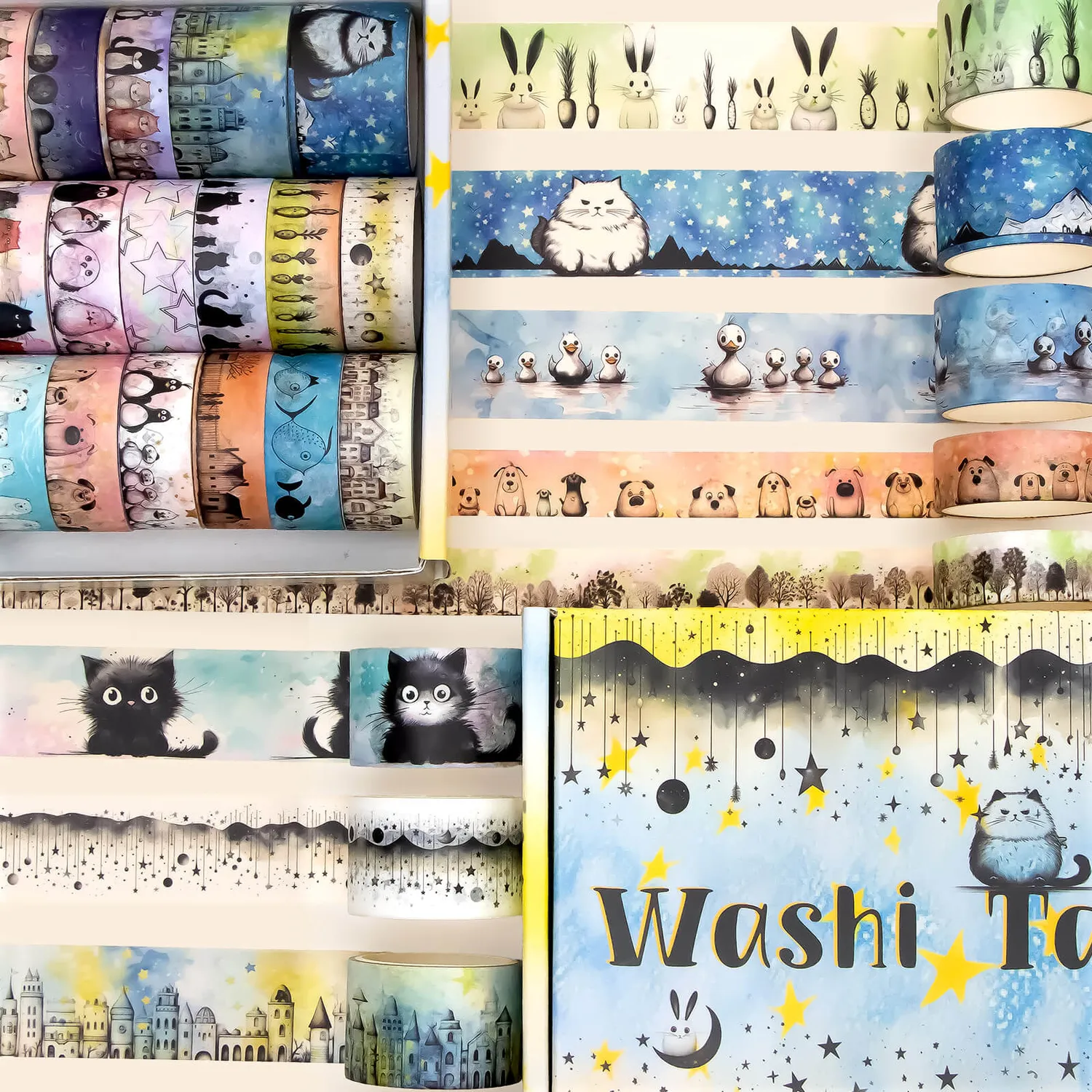 Ieebee Tier Washi Tape 24 Rollen Katze Hund Hase