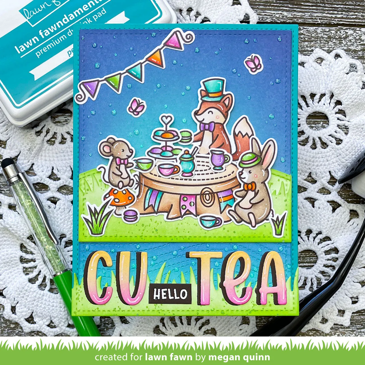 Lawn Fawn Tea-rrific Day LF2856 Stempelset Teeparty