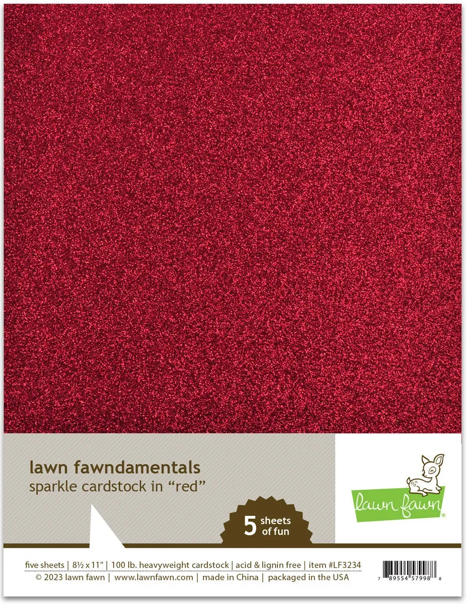 Lawn Fawn Sparkle Cardstock Glitzerpapier Rot 5 Blatt