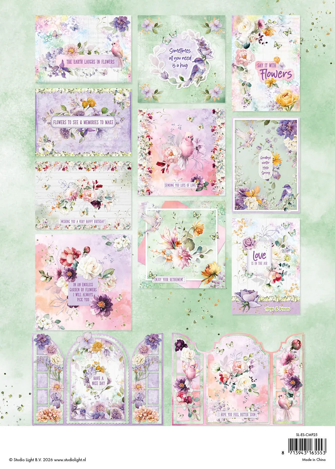 Studio Light Essentials Flowers Card Making Pad Papierblock 14 Blatt