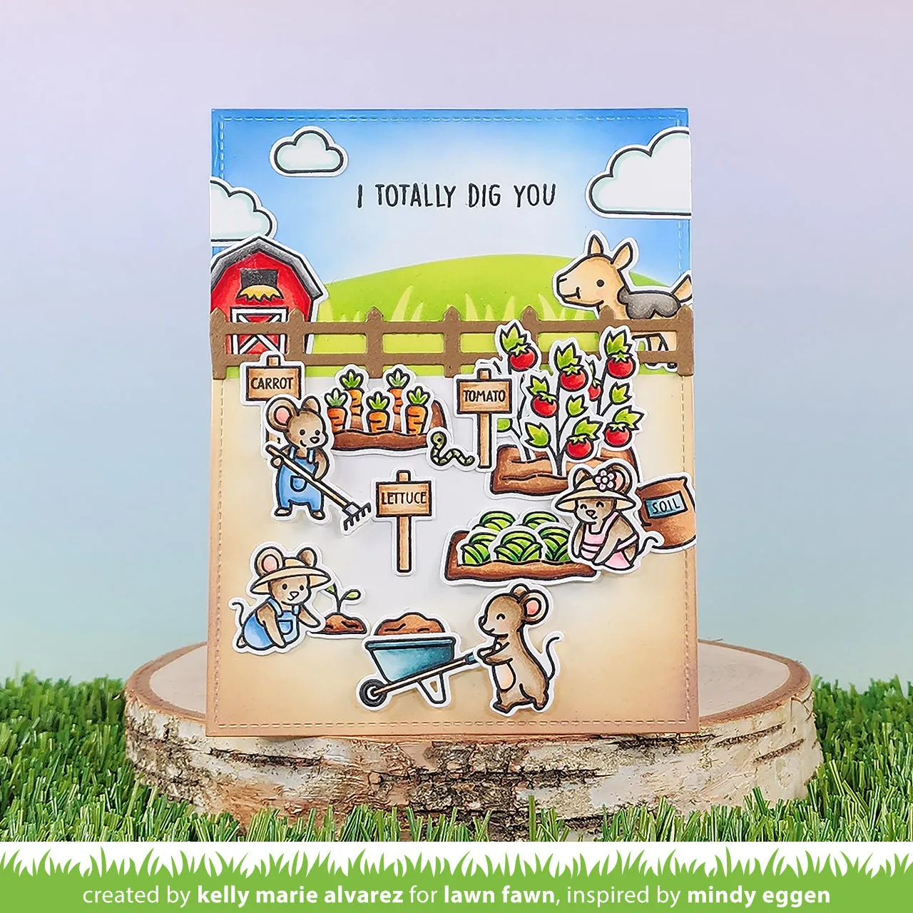 Lawn Fawn Veggie Happy LF3340 Stempelset Mäuse Garten