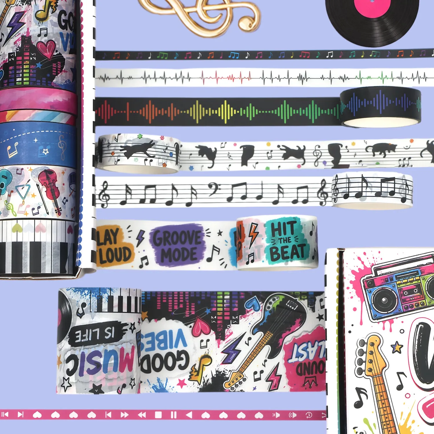 Ieebee Music Washi Tape Set 35 Rollen Goldfolie Noten