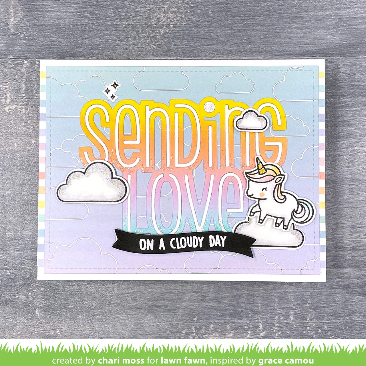 Lawn Fawn Giant Sending Love Stanzschablone 10x7cm