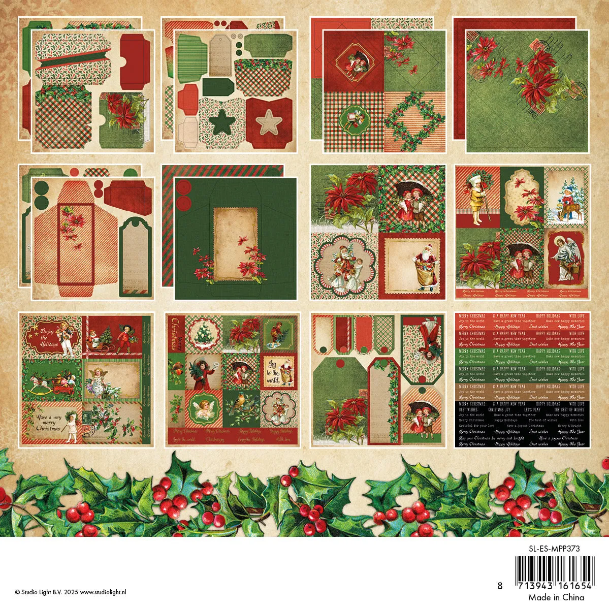StudioLight Essentials Vintage Christmas Papierblock 20x20cm 36 Blatt